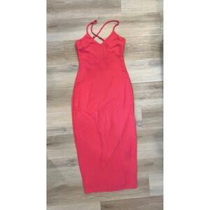 Forever21 Long Pink Thin Strap Dress Cross Strap Size Small